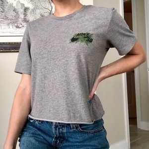 Cropped Nike Tee w/ Raccoon Graphic